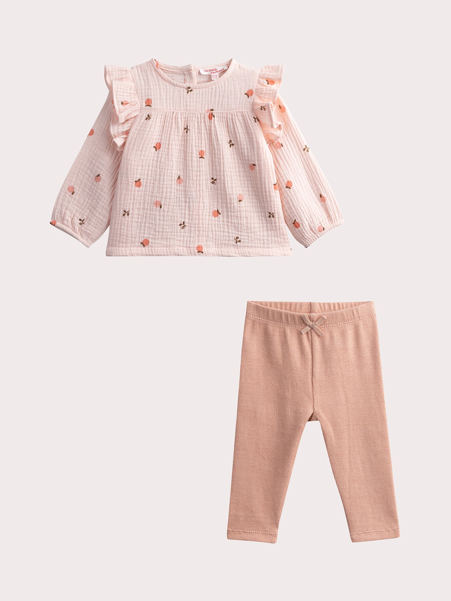 Ensemble rose gaze de cotton pour bébé fille