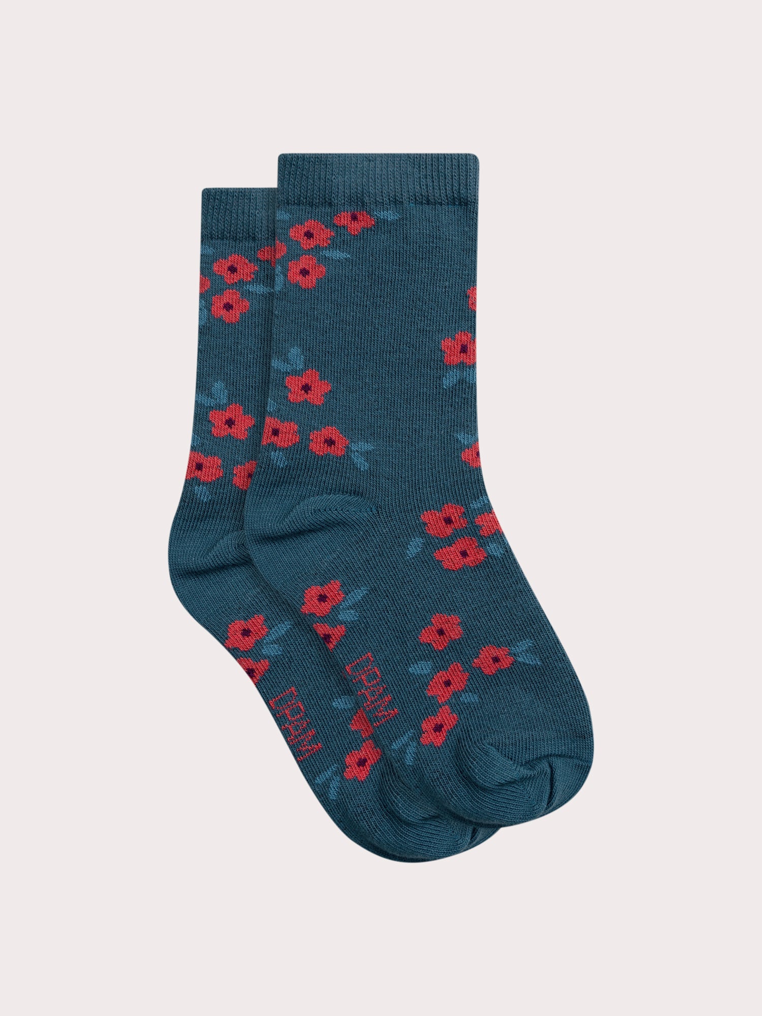 Chaussettes bleues fleuries pour fille