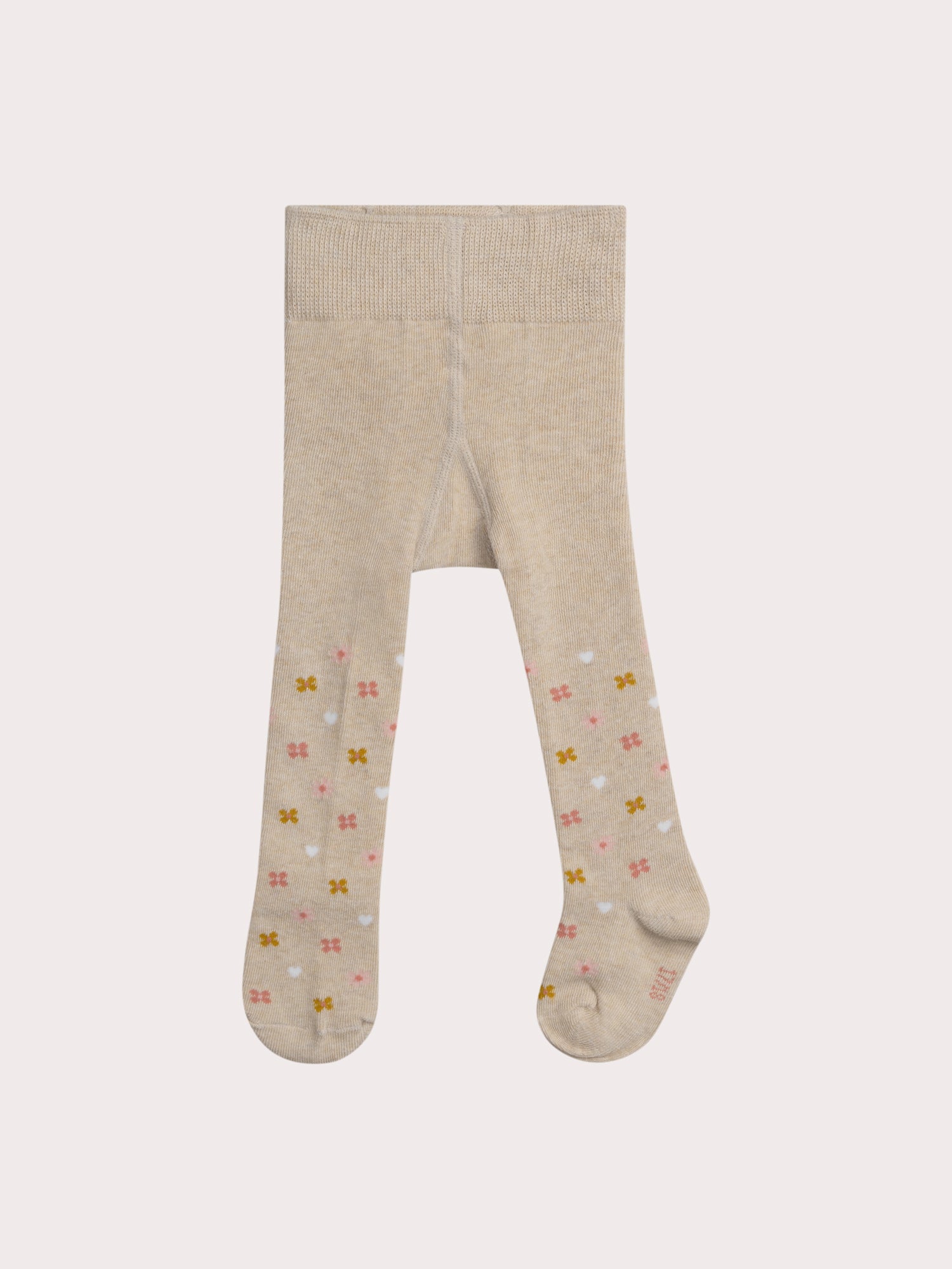 Collant beige foncé à motif fleurs pour bébé fille