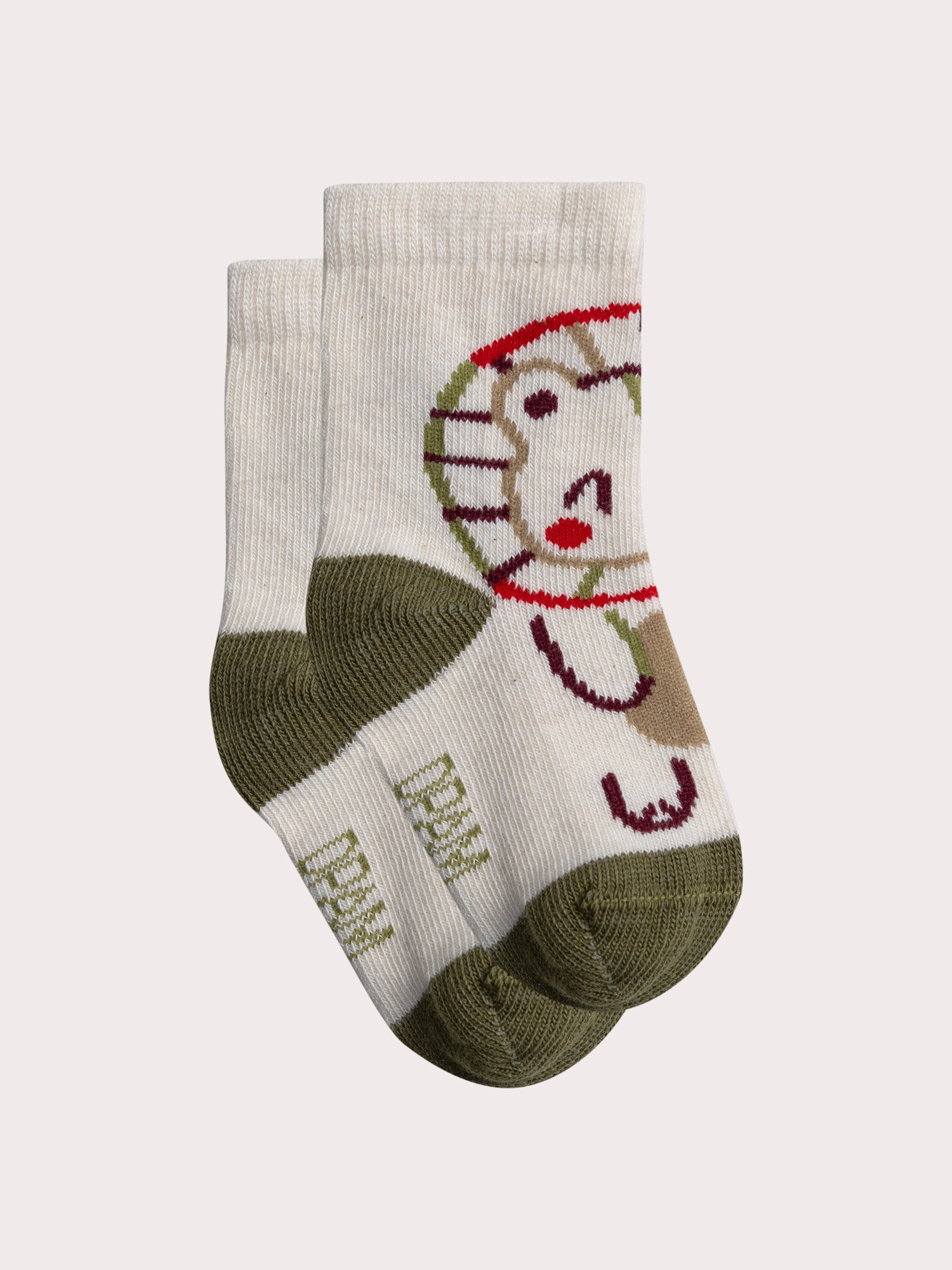 Chaussettes beige motif lion pour bébé garçon